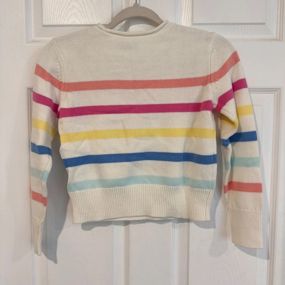 Gap Kids Girls M 7/8 Spring Sweater Rainbow Stripe‎ Cotton Knit GKSJF02X-168